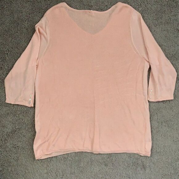Roz & Ali Women Sweater Size 3X Pink V-Neck 3/4 Sleeve Relaxed Spring - Picture 2 of 7